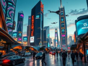 Futuristic City with Advanced Technology – free AI stock image