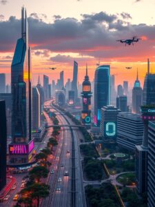 Futuristic City with Advanced Technology – free AI stock image