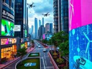 Futuristic City with Advanced Technology – free AI stock image