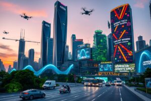 Futuristic City with Advanced Technology – free AI stock image