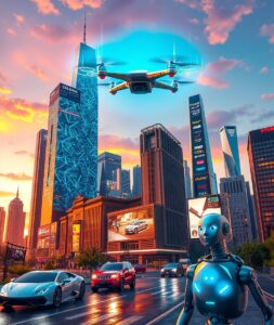 Futuristic City with Advanced Technology – free AI stock image