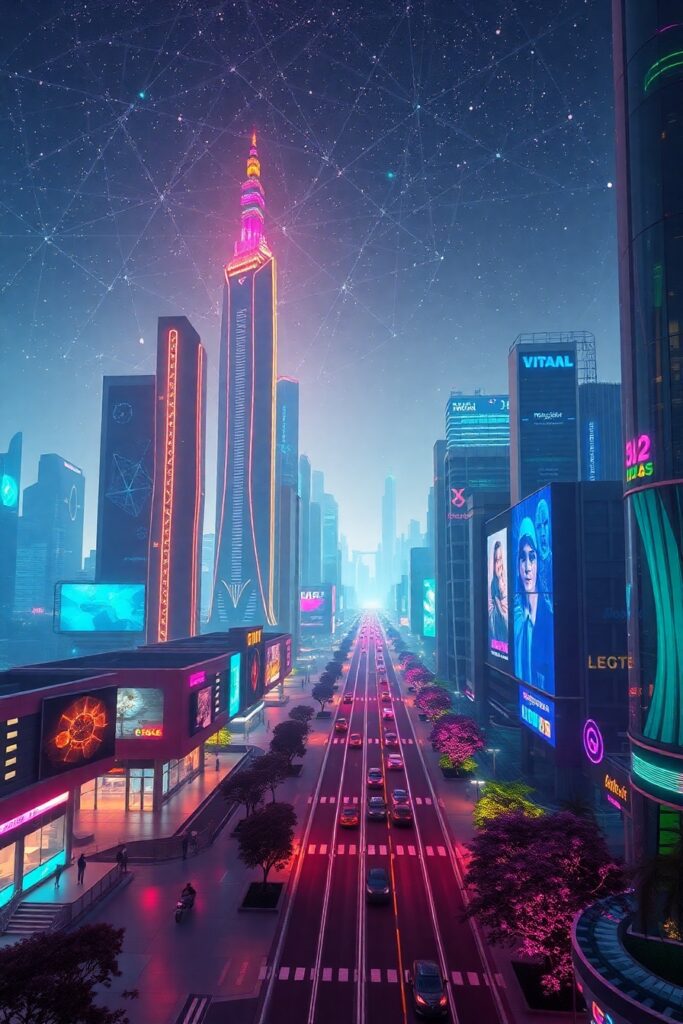 Futuristic City with Advanced Technology – free AI stock image