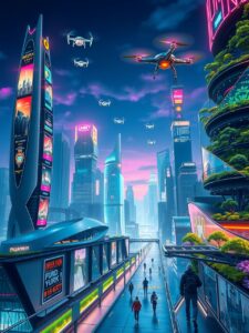 Futuristic City with Advanced Technology – free AI stock image
