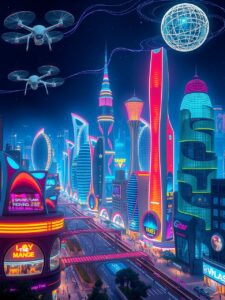 Futuristic City with Advanced Technology – free AI stock image