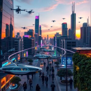 Futuristic City with Advanced Technology – free AI stock image