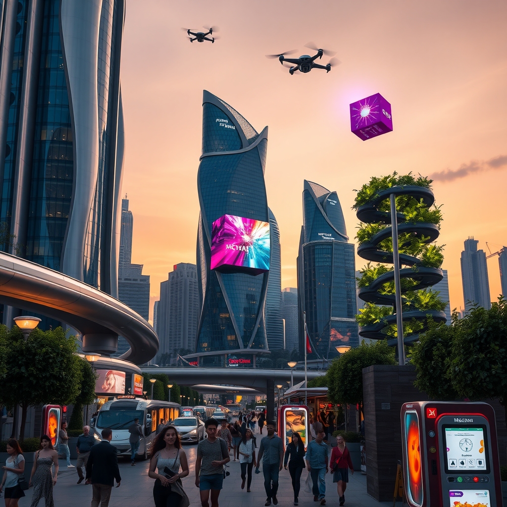Futuristic City with Advanced Technology – free AI stock image