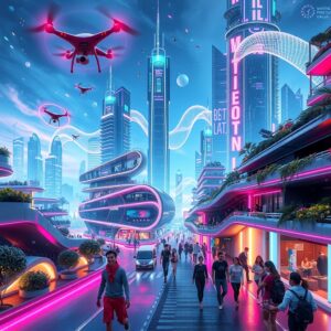 Futuristic City with Advanced Technology – free AI stock image