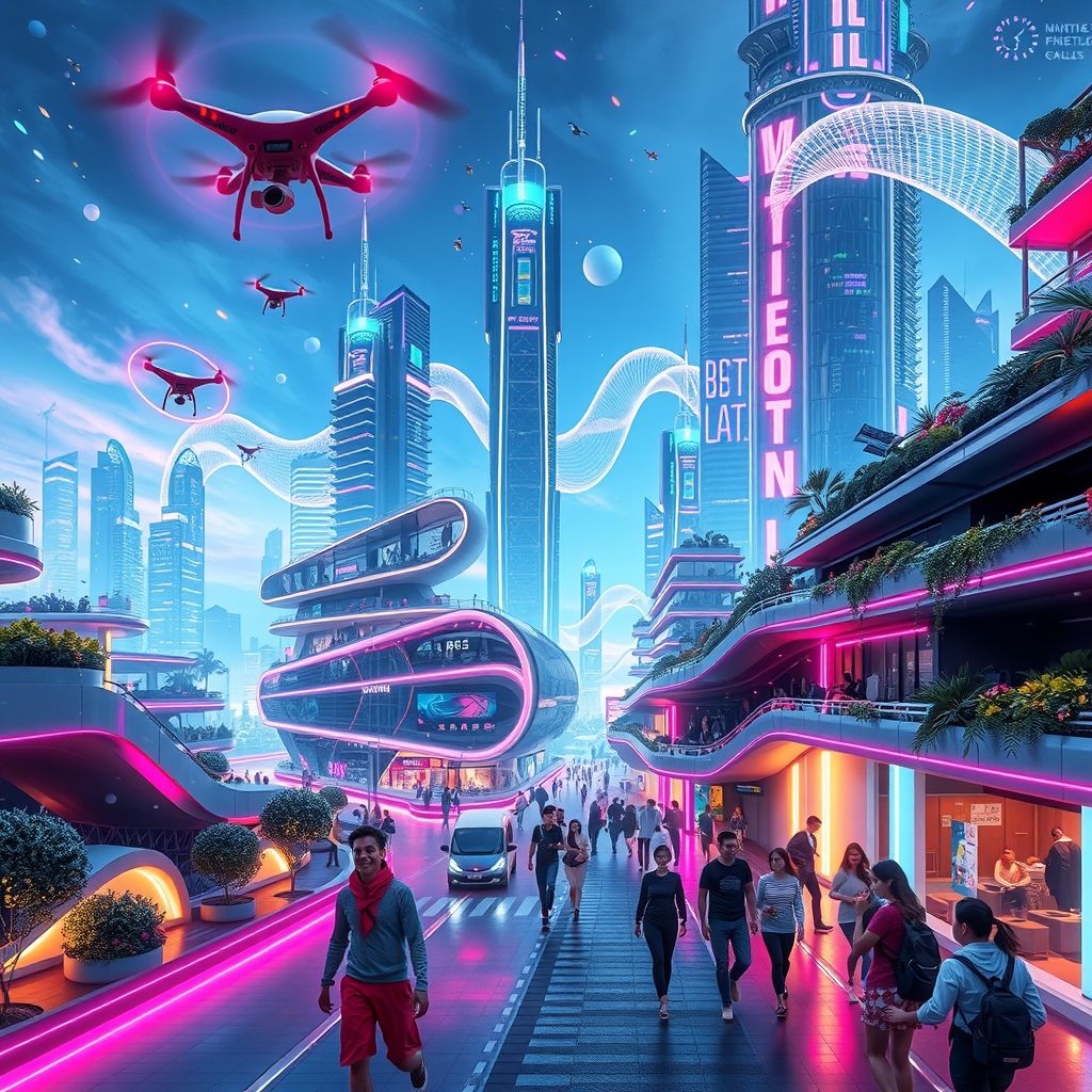 Futuristic City with Advanced Technology – free AI stock image