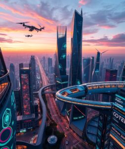 Futuristic City with Advanced Technology – free AI stock image