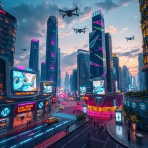 Futuristic City with Advanced Technology – free AI stock image