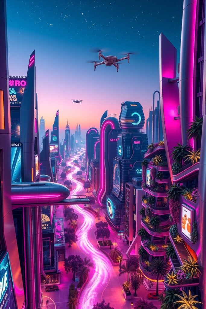 Futuristic City with Advanced Technology – free AI stock image