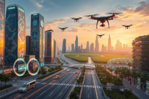 Futuristic City with Advanced Technology – free AI stock image