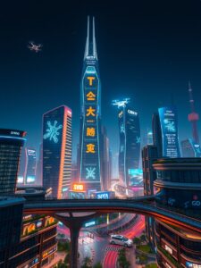 Futuristic City with Advanced Technology – free AI stock image