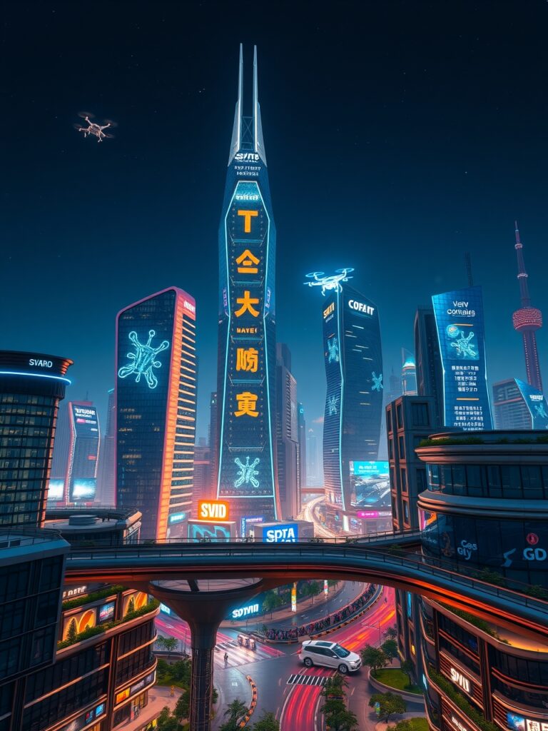 Futuristic City with Advanced Technology – free AI stock image