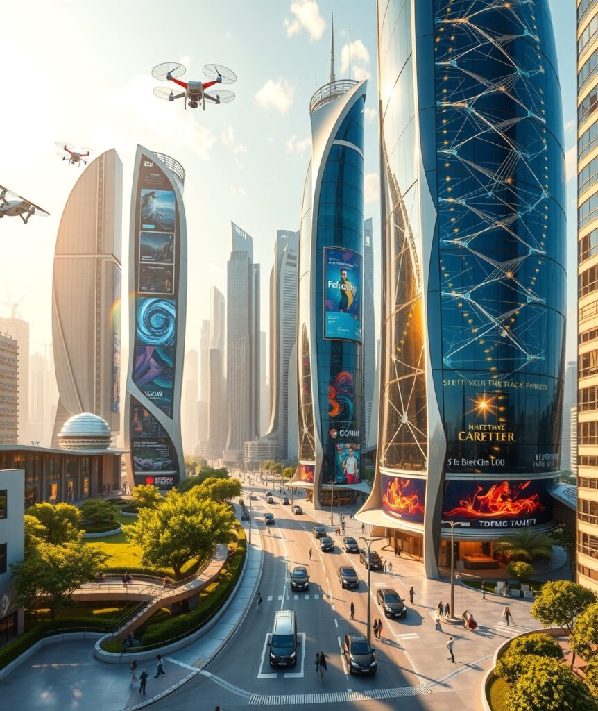 Futuristic City with Advanced Technology – free AI stock image