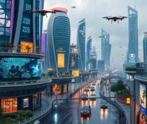 Futuristic City with Advanced Technology – free AI stock image