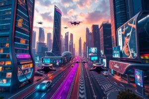 Futuristic City with Advanced Technology – free AI stock image