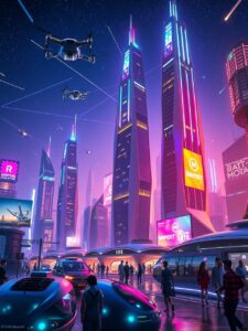 Futuristic City with Advanced Technology – free AI stock image
