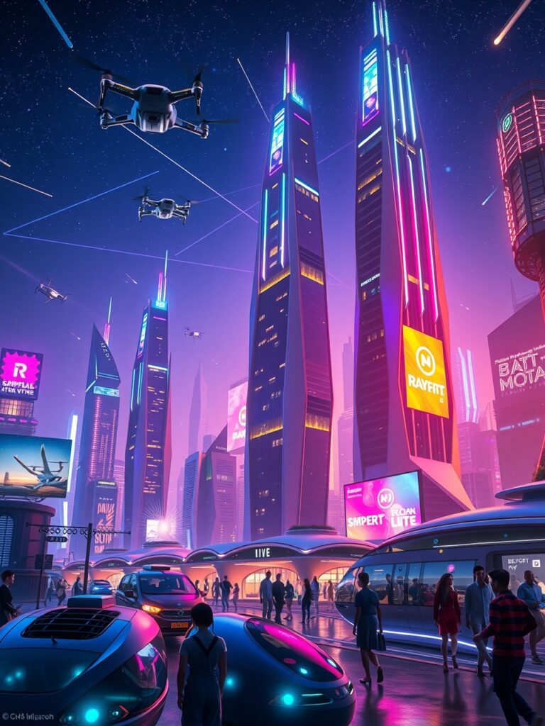Futuristic City with Advanced Technology – free AI stock image