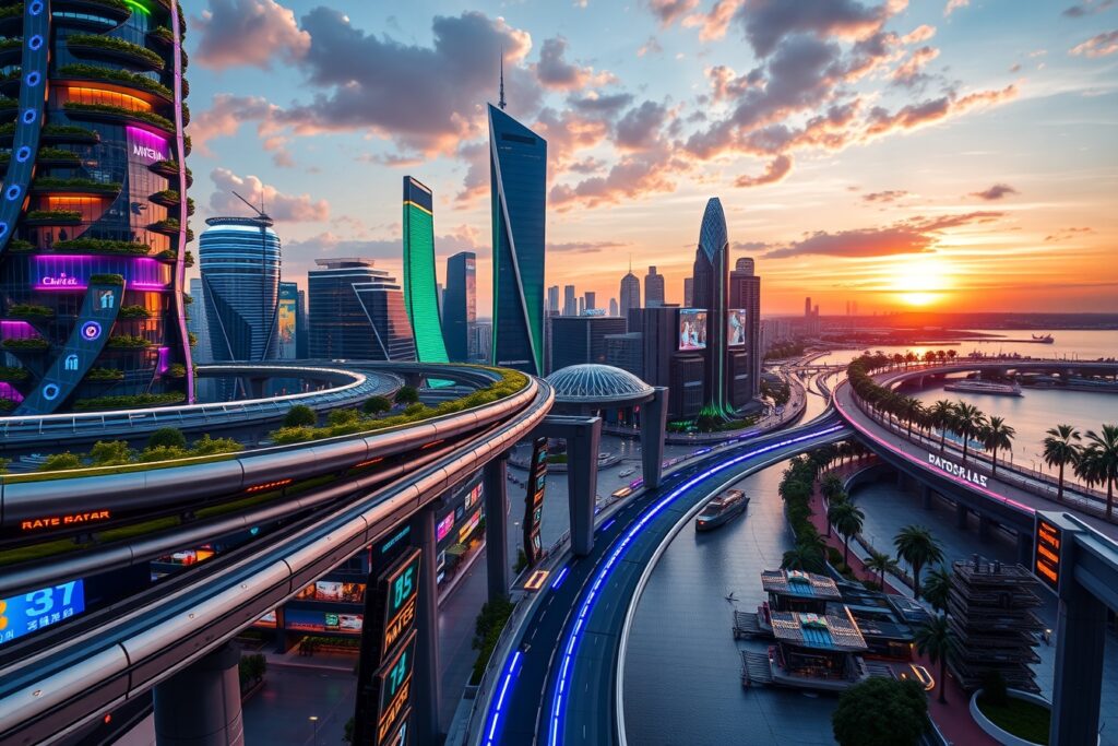 Futuristic City with Advanced Technology – free AI stock image
