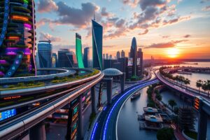 Futuristic City with Advanced Technology – free AI stock image