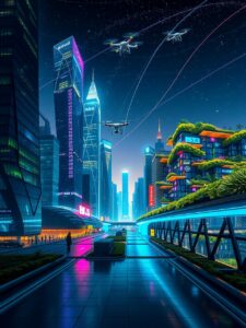 Futuristic City with Advanced Technology – free AI stock image