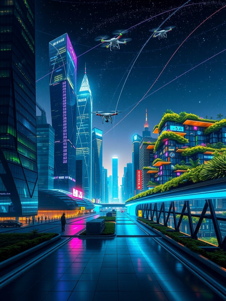 Futuristic City with Advanced Technology – free AI stock image