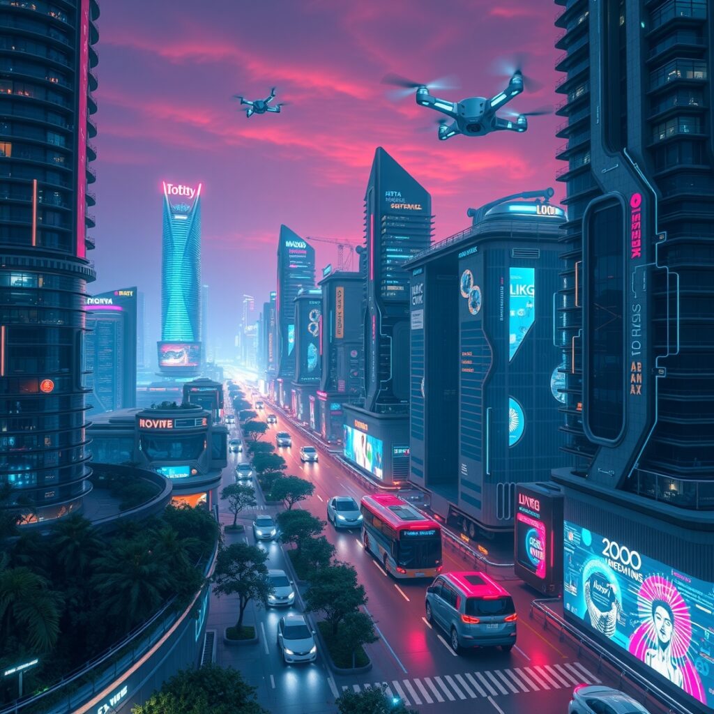 Futuristic City with Advanced Technology – free AI stock image