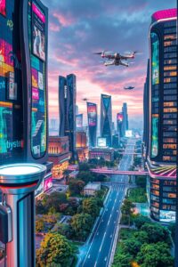 Futuristic City with Advanced Technology – free AI stock image