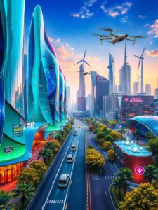 Futuristic City with Advanced Technology – free AI stock image