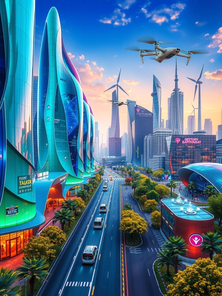 Futuristic City with Advanced Technology – free AI stock image