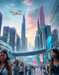 Futuristic City with Advanced Technology – free AI stock image
