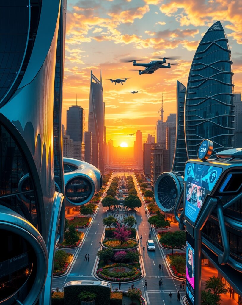 Futuristic City with Advanced Technology – free AI stock image