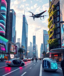 Futuristic City with Advanced Technology – free AI stock image