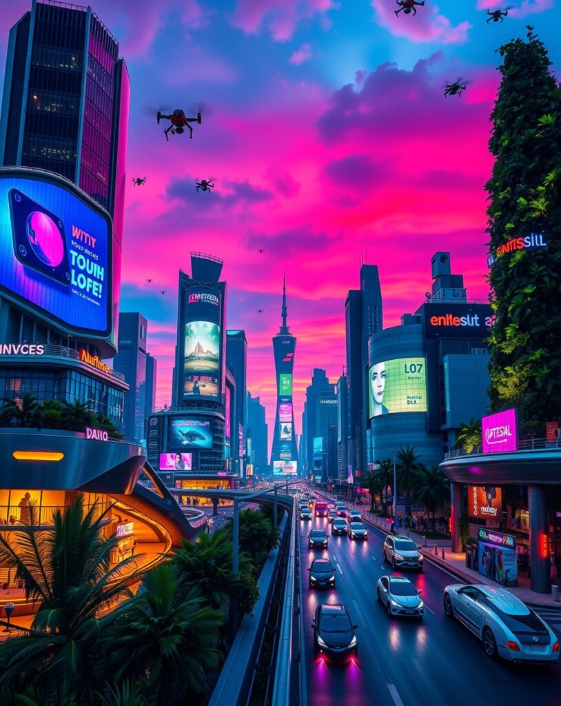 Futuristic City with Advanced Technology – free AI stock image