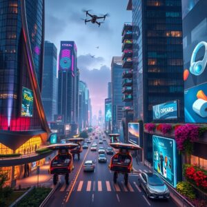 Futuristic City with Advanced Technology – free AI stock image