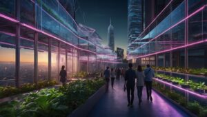 Futuristic City with Advanced Technology Features – free AI stock image