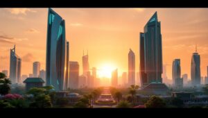 Futuristic City with Green Spaces – free AI stock image