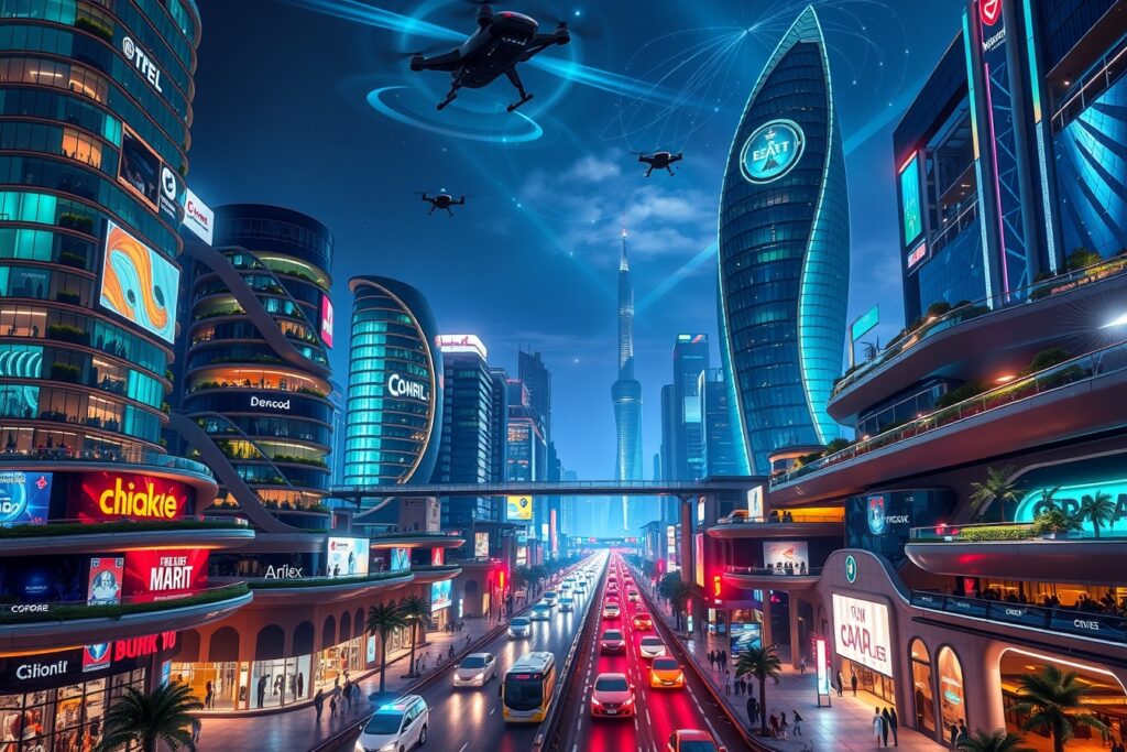 Futuristic City with High-Tech Architecture – free AI stock image
