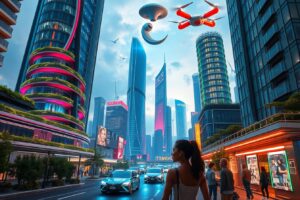Futuristic City with Implanted Technology – free AI stock image