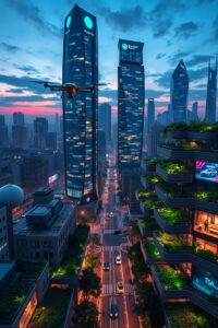 Futuristic Cityscape with Advanced Technology – free AI stock image