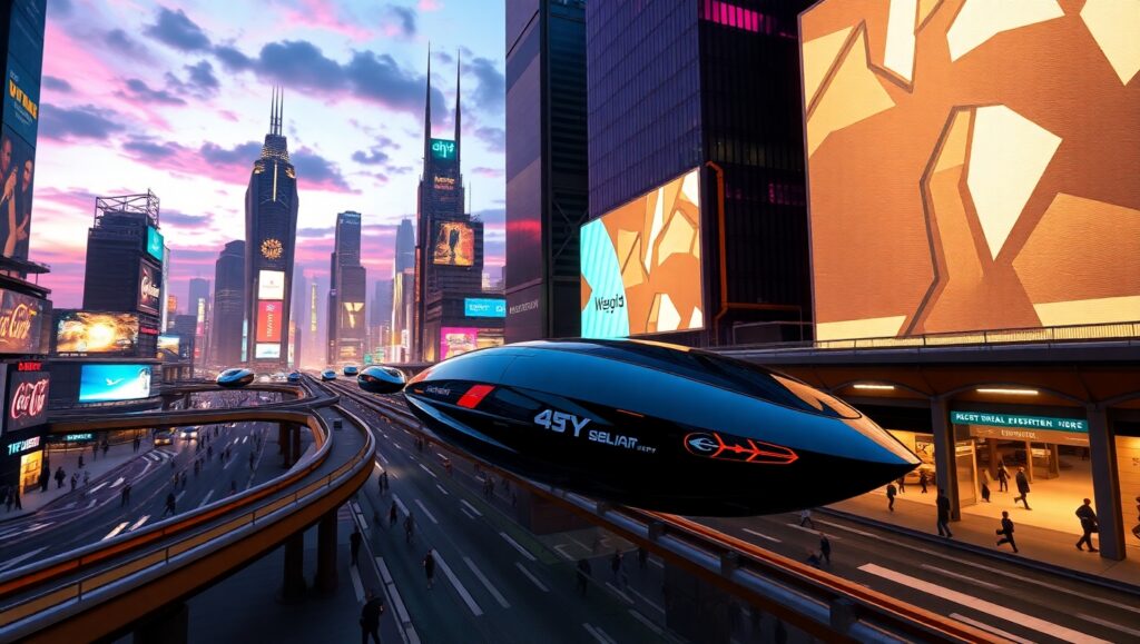 Futuristic Cityscape at Dusk Rb6 – free AI stock image