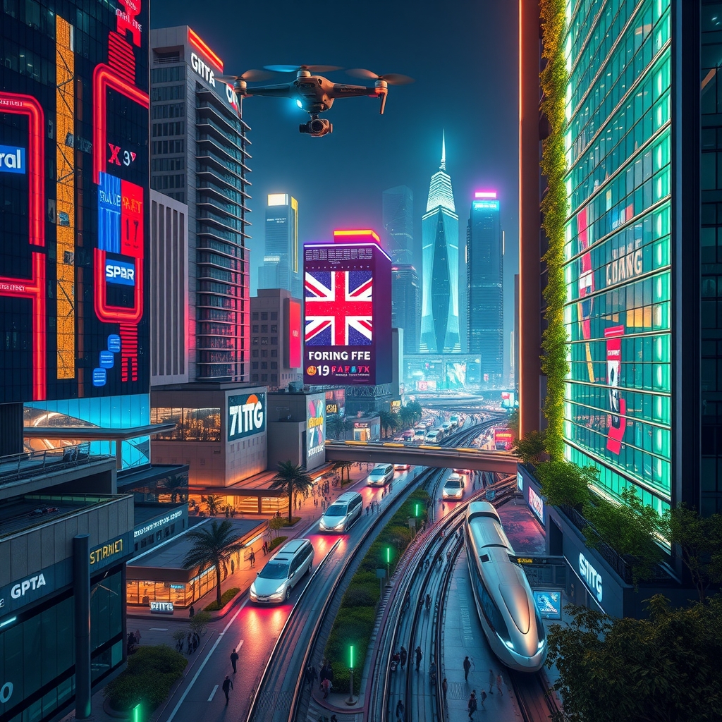 Futuristic Cityscape Dominated by Technology – free AI stock image