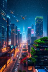 Futuristic Cityscape Embracing Advanced Technology – free AI stock image