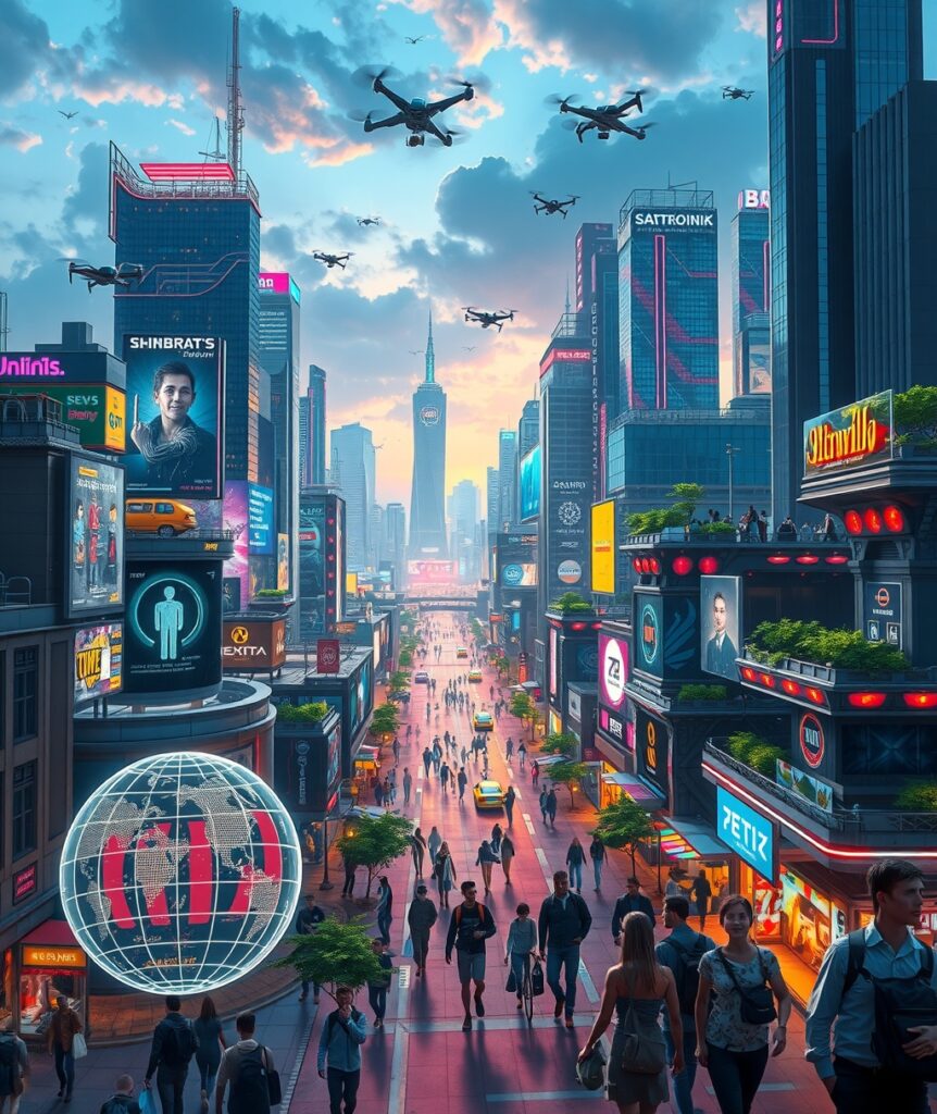 Futuristic Cityscape Powered by Technology – free AI stock image