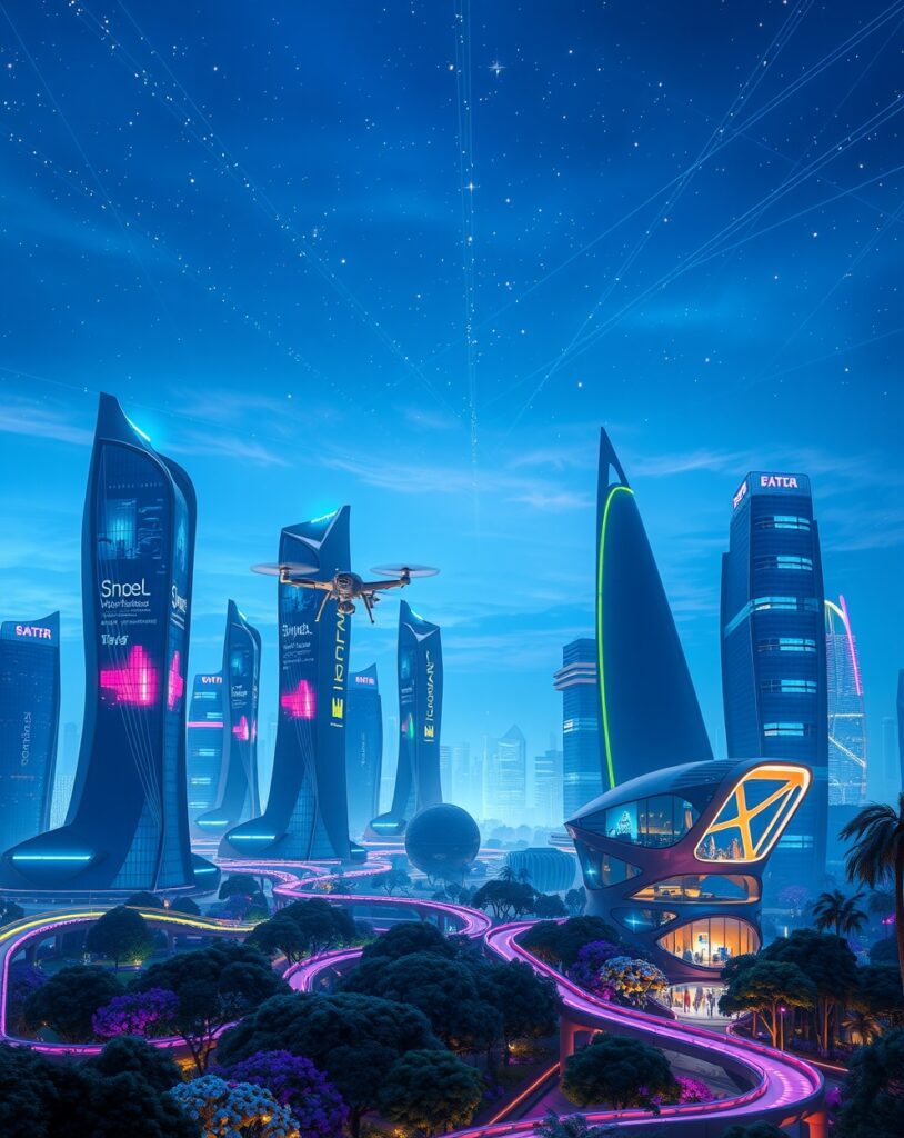 Futuristic Cityscape Powered by Technology – free AI stock image