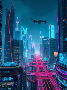 Futuristic Cityscape with Advanced Technology – free AI stock image