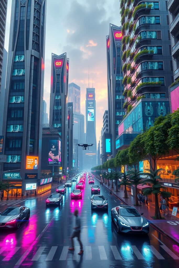 Futuristic Cityscape with Advanced Technology – free AI stock image