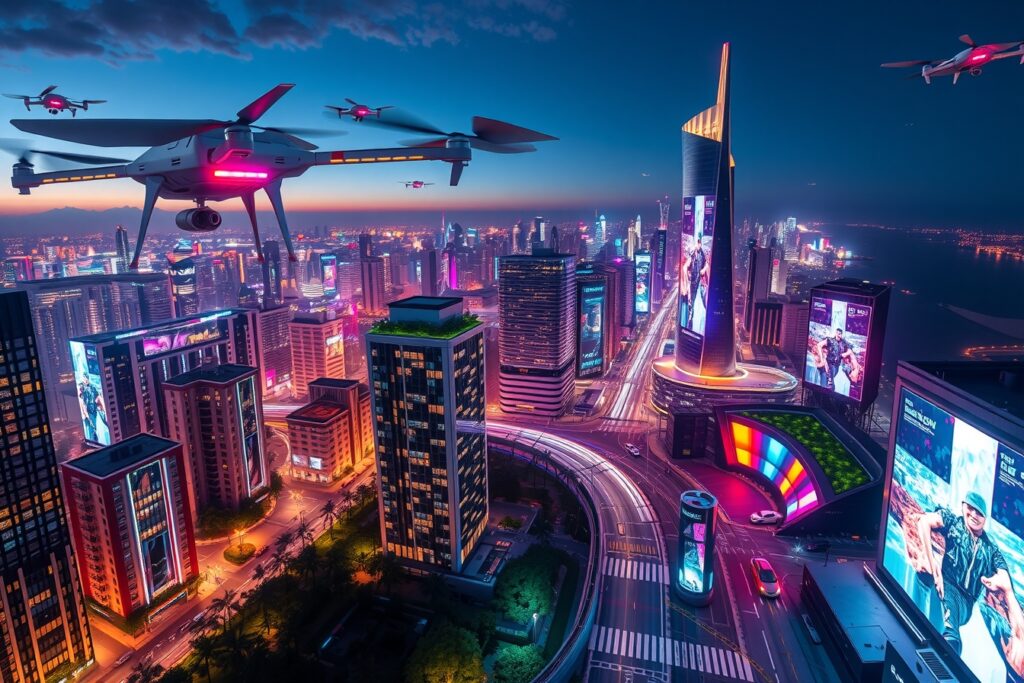 Futuristic Cityscape with Advanced Technology – free AI stock image