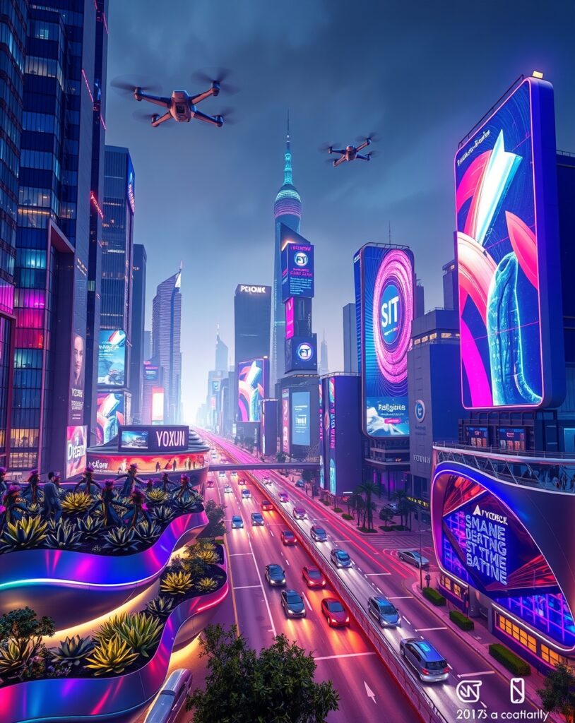 Futuristic Cityscape with Advanced Technology – free AI stock image